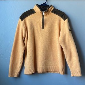 Paul & Shark Yachting 100% Merino Wool Extra Fine Half Zip Yellow Sweater Italy